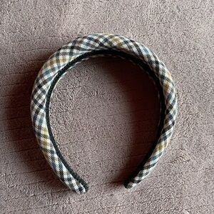 Plaid Headband in Black, White, Blue, and Yellow